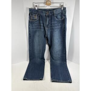 Makaveli Branded Mens 36 Bootcut Jeans Medium Wash Flap Pocket Denim
